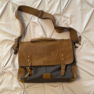 Vaschy Canvas and Leather Satchel Work Bag
